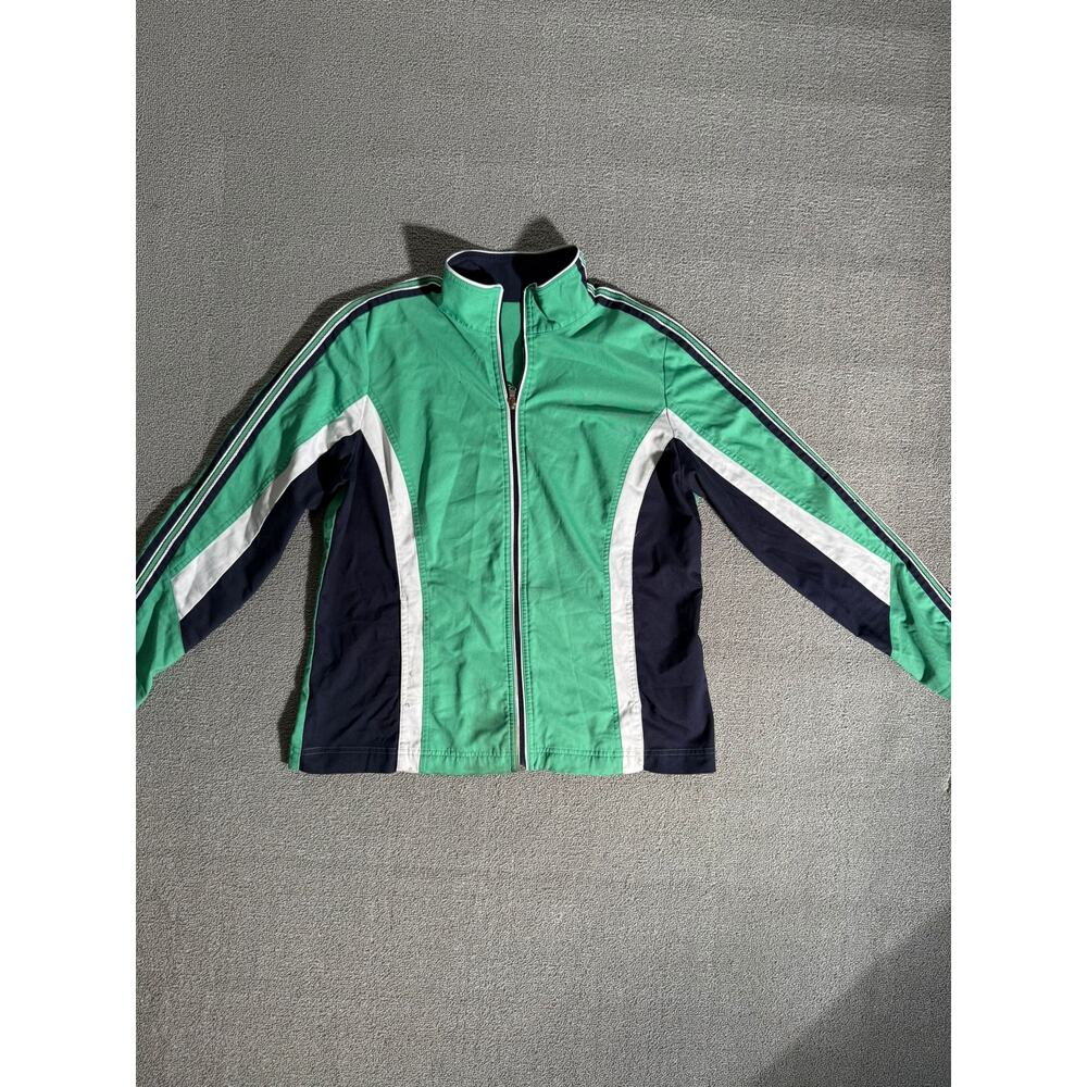 Green Navy‎ Color White Turtleneck Jacket Women L Fall Athletic